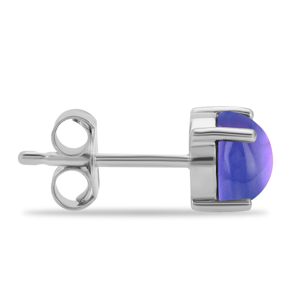 Stříbro 925/1000 - Náušnice s Purpurovým Měsíčním Kamenem - Karátové číslo: 1.79. přibližná hmotnost: 1.46 gramů
