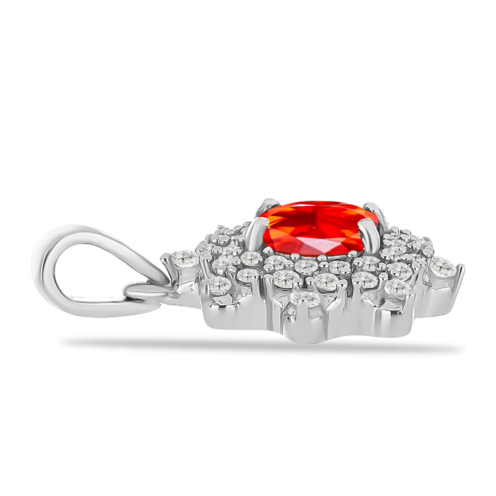 Stříbrný Přívěsek s Etiopským Červeným Opálem z Lega Dembi a Bílým Topazem