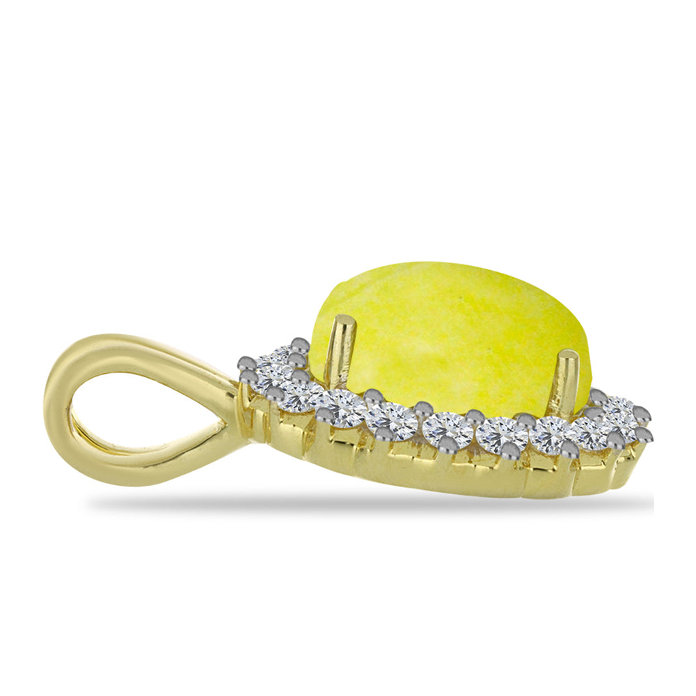 Pozlacené Stříbro 925/1000 - Přívěsek se Žlutým Serpentinem a Bílým Topazem - Karátové číslo: 3.46. přibližná hmotnost: 2.63 gramů
