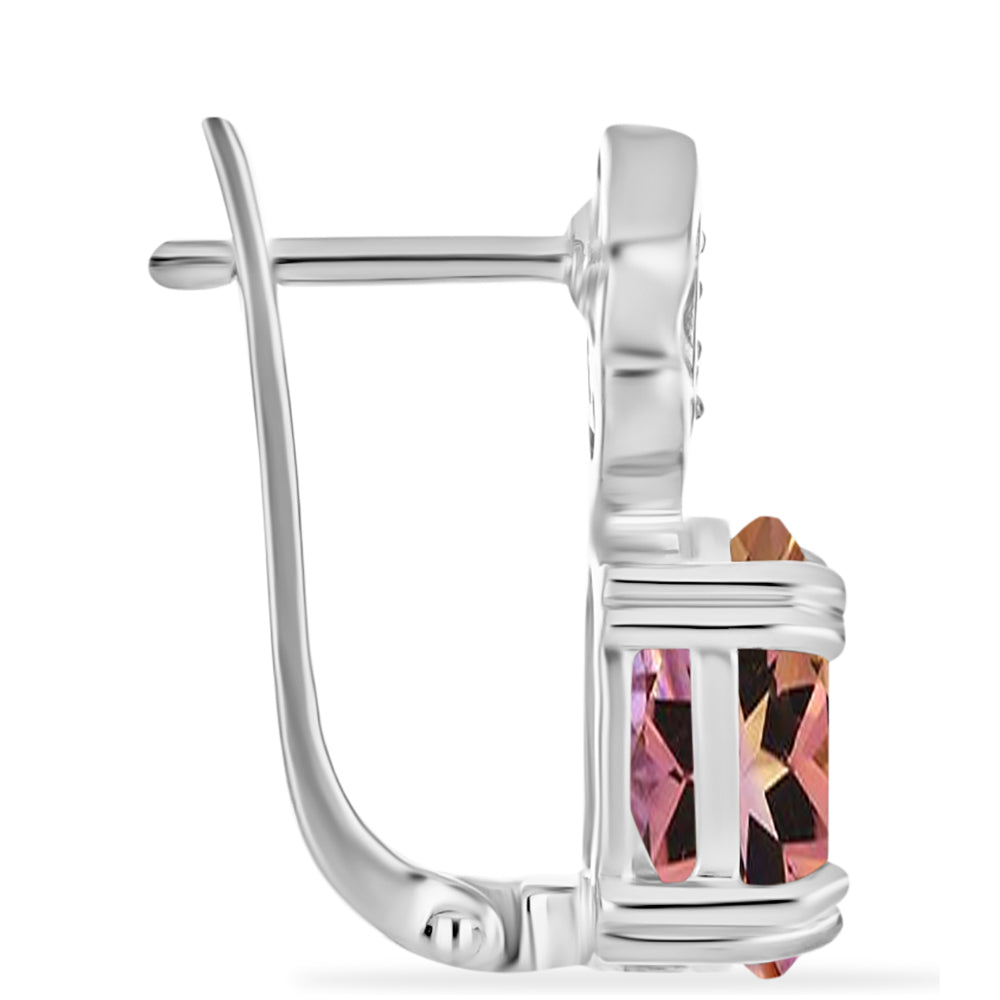 Stříbro 925/1000 Náušnice s Anahi Ametrínem a Bílým Topazem - Karátové číslo: 4.65. přibližná hmotnost: 5.69 gramů