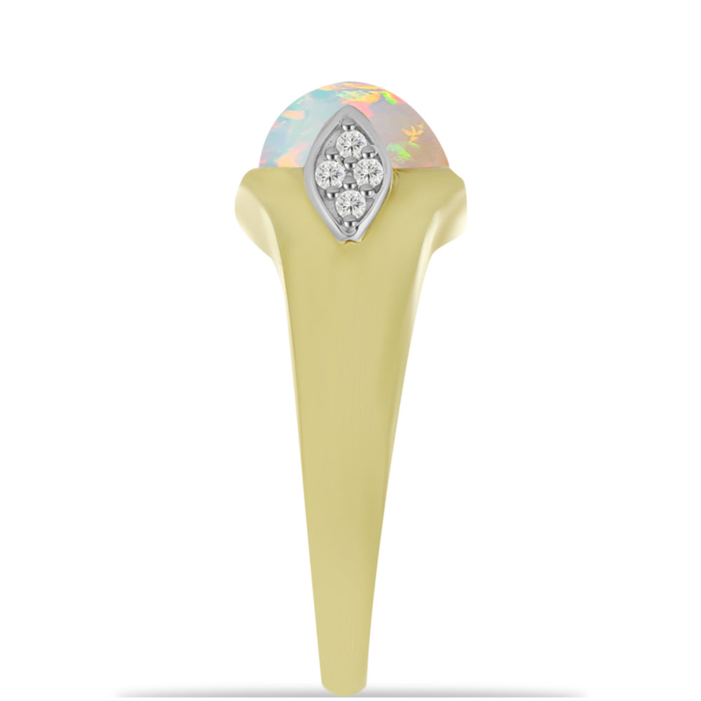 Pozlacený Stříbrný Prsten s Welo opálem a Bílým Topazem