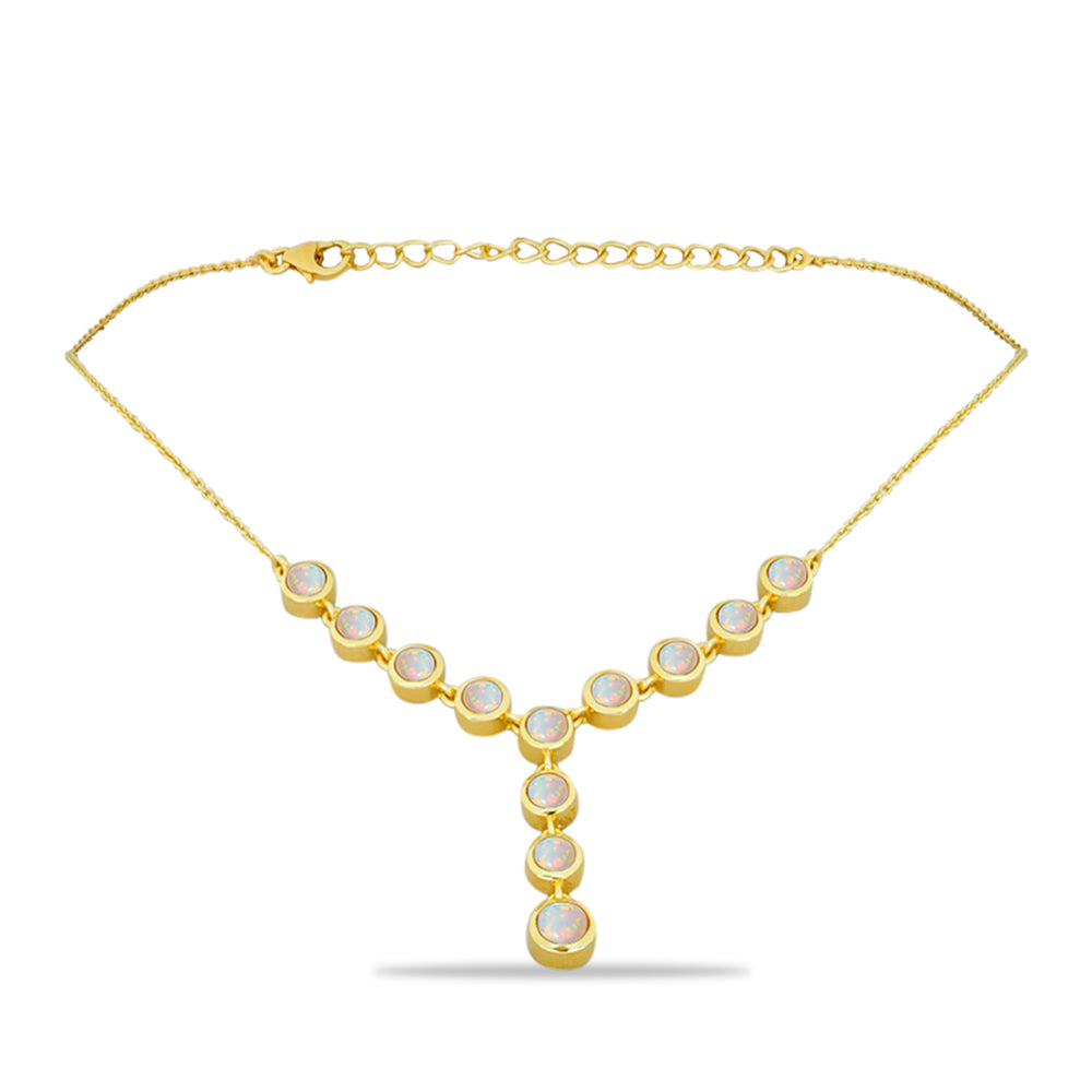 Pozlacený Stříbrný Náhrdelník s Welo opálem