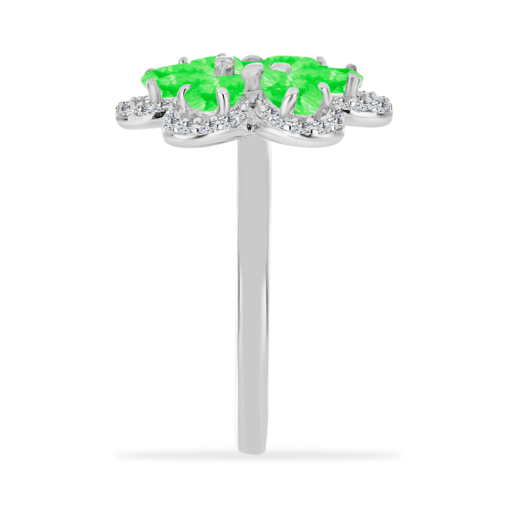 Stříbrný Prsten s Hyalit Opálem a Bílým Topazem