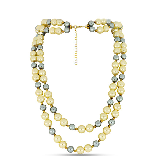 Pozlacené Stříbro 925/1000 - Náhrdelník s Sladkovodní šedá perla a se Žlutá Sladkovodní Perlou - Karátové číslo: 453.6. přibližná hmotnost: 91.72 gramů