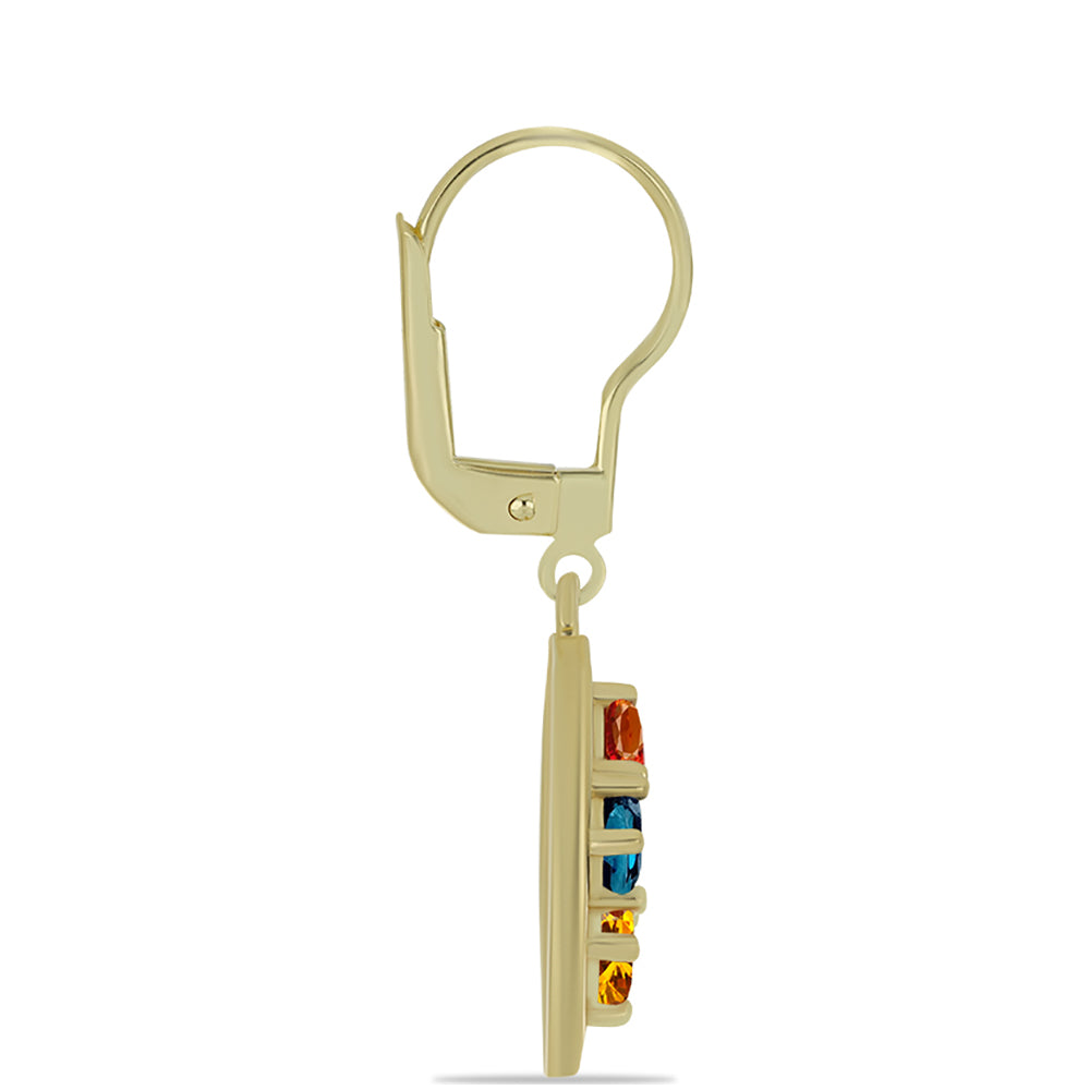 Pozlacené Stříbrné Náušnice s Roseberským Duhovým Safírem a Bílým Topazem