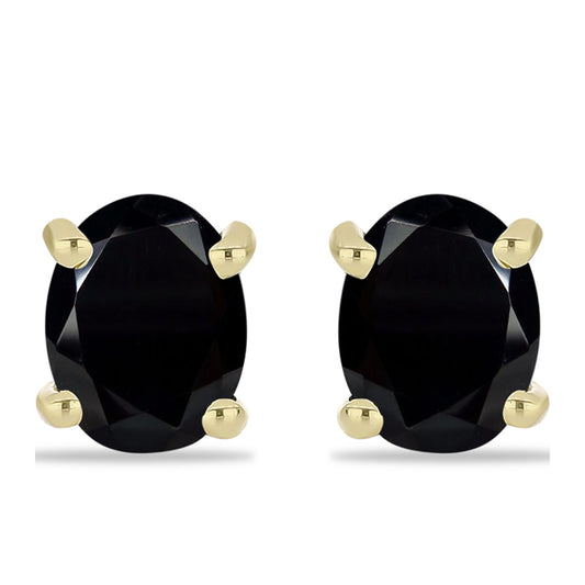 Pozlacené Stříbro 925/1000 - Náušnice s Černým Suwarským Onyxem - Karátové číslo: 2.1. přibližná hmotnost: 1.91 gramů