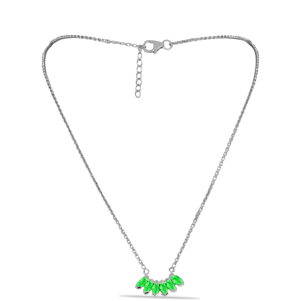 Stříbro 925/1000 - Náhrdelník s Hyalit Opálem - Karátové číslo: 1.03. přibližná hmotnost: 5.72 gramů