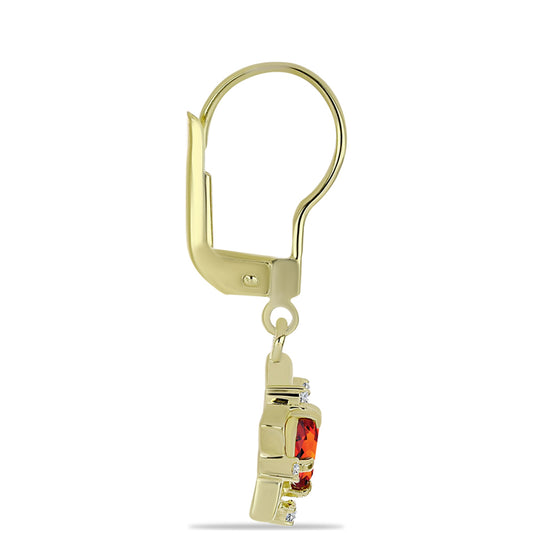 Pozlacené Stříbro 925/1000 - Náušnice s Citrínem z Madeiry a Bílým Topazem - Karátové číslo: 0.92. přibližná hmotnost: 2.9 gramů