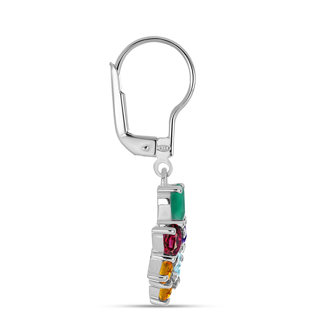 Stříbrné Náušnice s Marockým Ametystem a se Zeleným Achátem