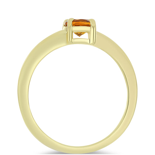 Pozlacené Stříbro 925/1000 - Prsten s Citrínem z Madeiry - Karátové číslo: 0.41. přibližná hmotnost: 1.9 gramů