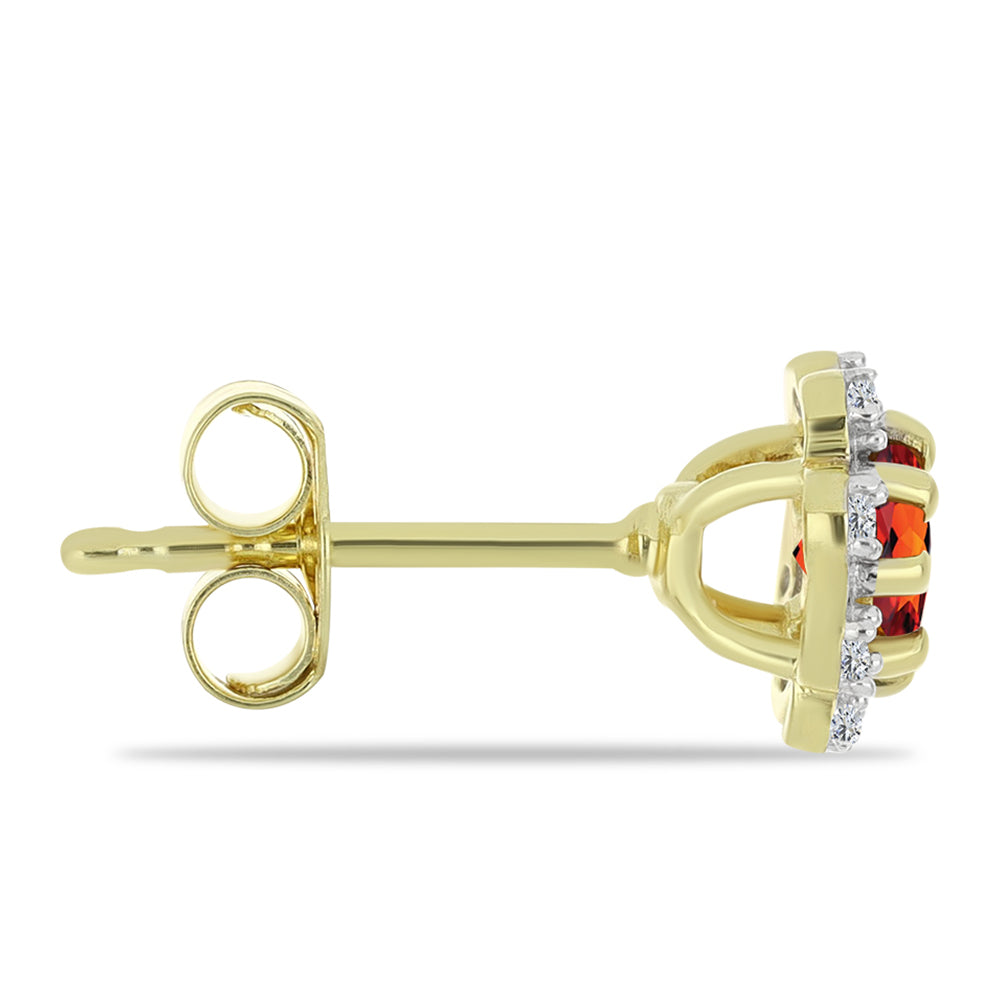 Pozlacené Stříbro 925/1000 - Náušnice s Citrínem z Madeiry a Bílým Topazem - Karátové číslo: 0.58. přibližná hmotnost: 1.29 gramů