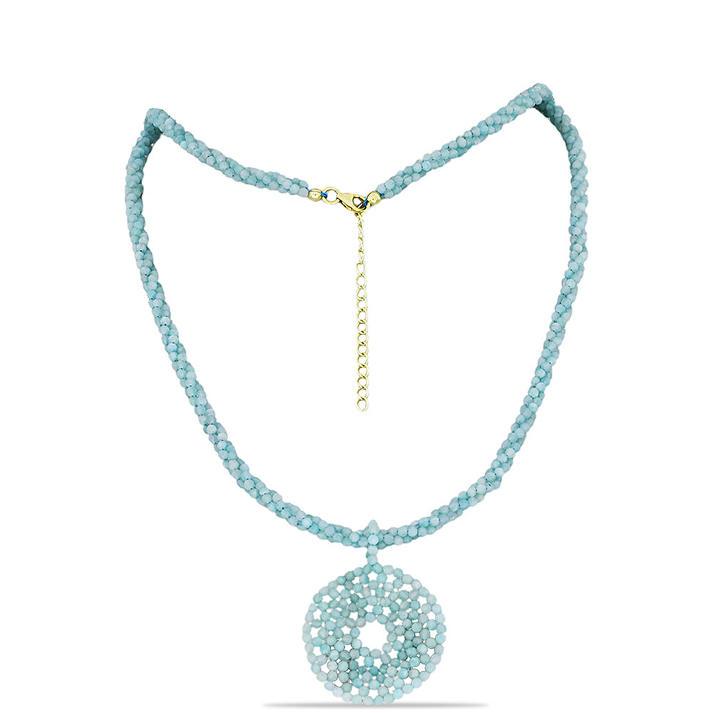 Pozlacené Stříbro 925/1000 - Náhrdelník s Amazonitem - Karátové číslo: 61.43. přibližná hmotnost: 13.29 gramů