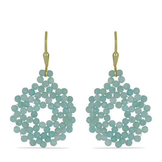 Pozlacené Stříbrné Náušnice s Amazonitem