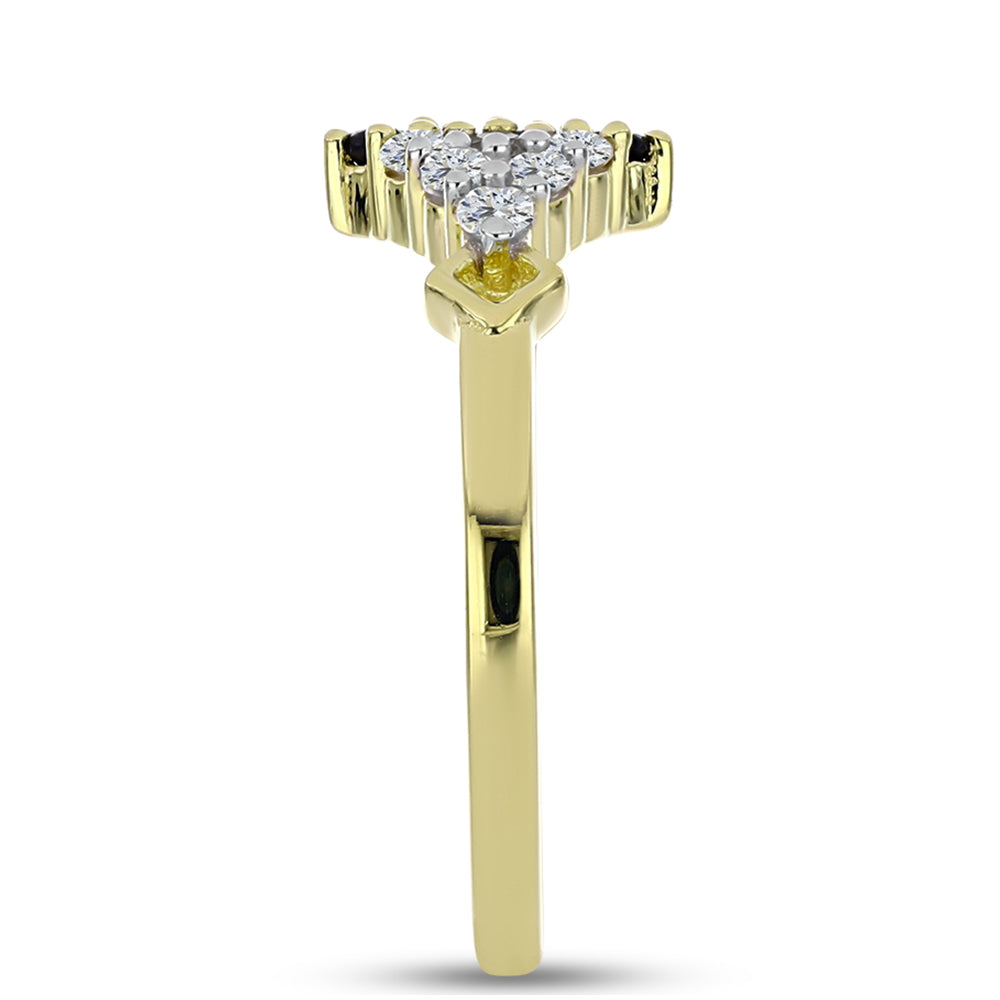 Pozlacené stříbro 925/1000 Prsten s Černým spinelem a Bílým Topazem - Karátové číslo: 0.66. přibližná hmotnost: 2.44 gramů