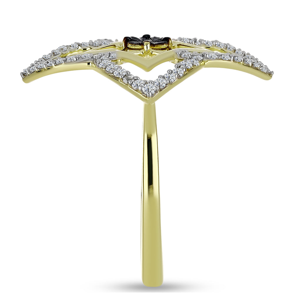 Pozlacený Stříbrný Prsten s Modrým Diamantem a Bílým Topazem