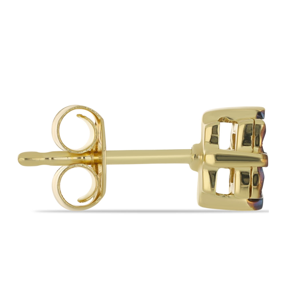 Pozlacené Stříbro 925/1000 - Náušnice s Modrým Diamantem - Karátové číslo: 0.02. přibližná hmotnost: 1.48 gramů