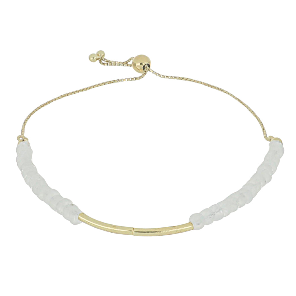 Pozlacené Stříbro 925/1000 - Náramek s Duhovým Měsíčním Kamenem - Karátové číslo: 15. přibližná hmotnost: 5.4 gramů