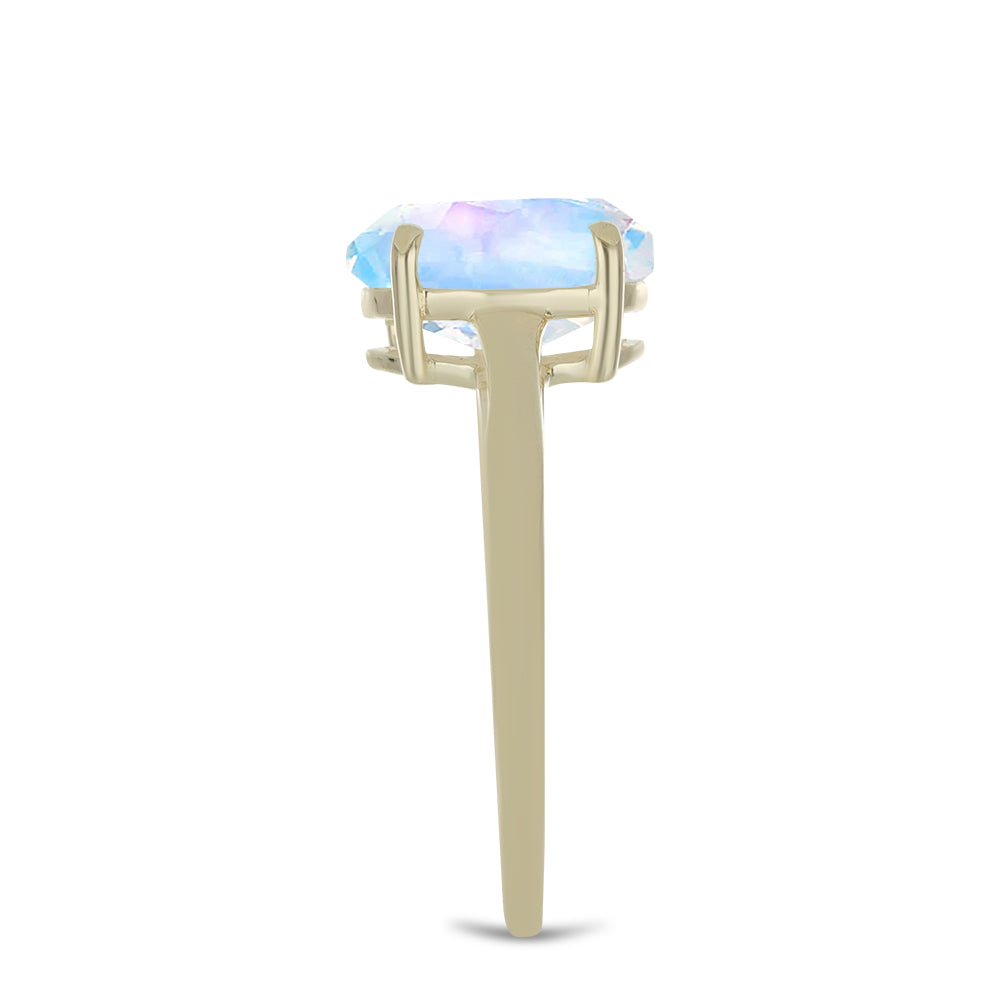 Pozlacený Stříbrný Prsten s Duhovým Měsíčním Kamenem