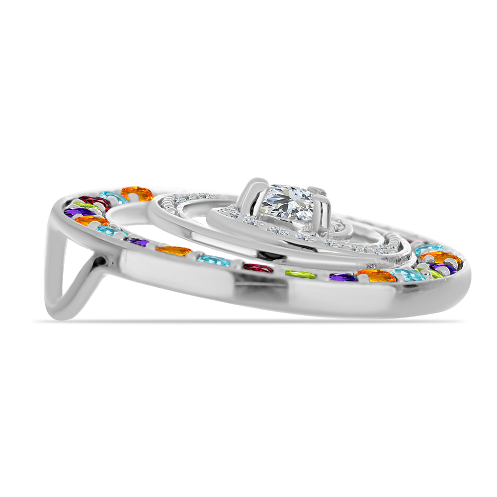 Stříbrný Přívěsek s Marockým Ametystem a se Zlatým Citrínem z Rio Grande do Sul