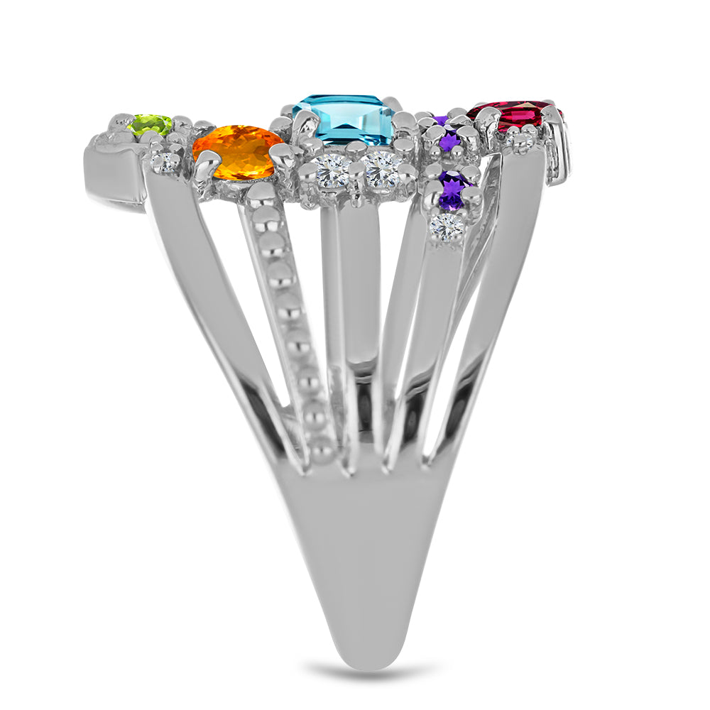 Stříbrný Prsten s Marockým Ametystem a se Zlatým Citrínem z Rio Grande do Sul