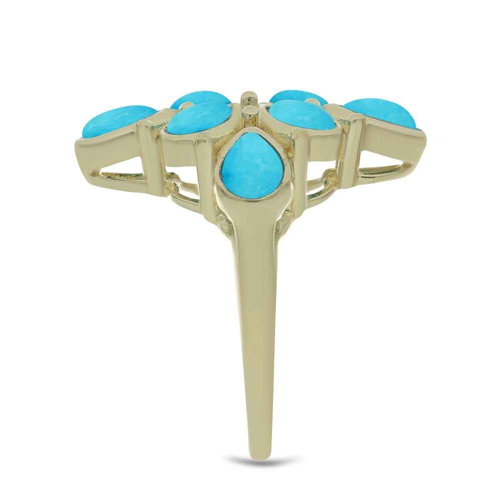 Pozlacený Stříbrný Prsten s Tyrkysem Sleeping Beauty