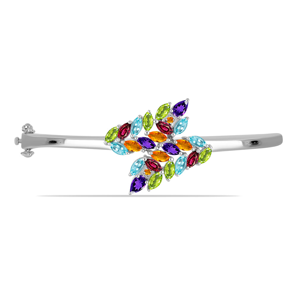 Stříbro 925/1000 - Náramek s Marockým Ametystem a se Zlatým Citrínem z Rio Grande do Sul - Karátové číslo: 4.01. přibližná hmotnost: 13.78 gramů