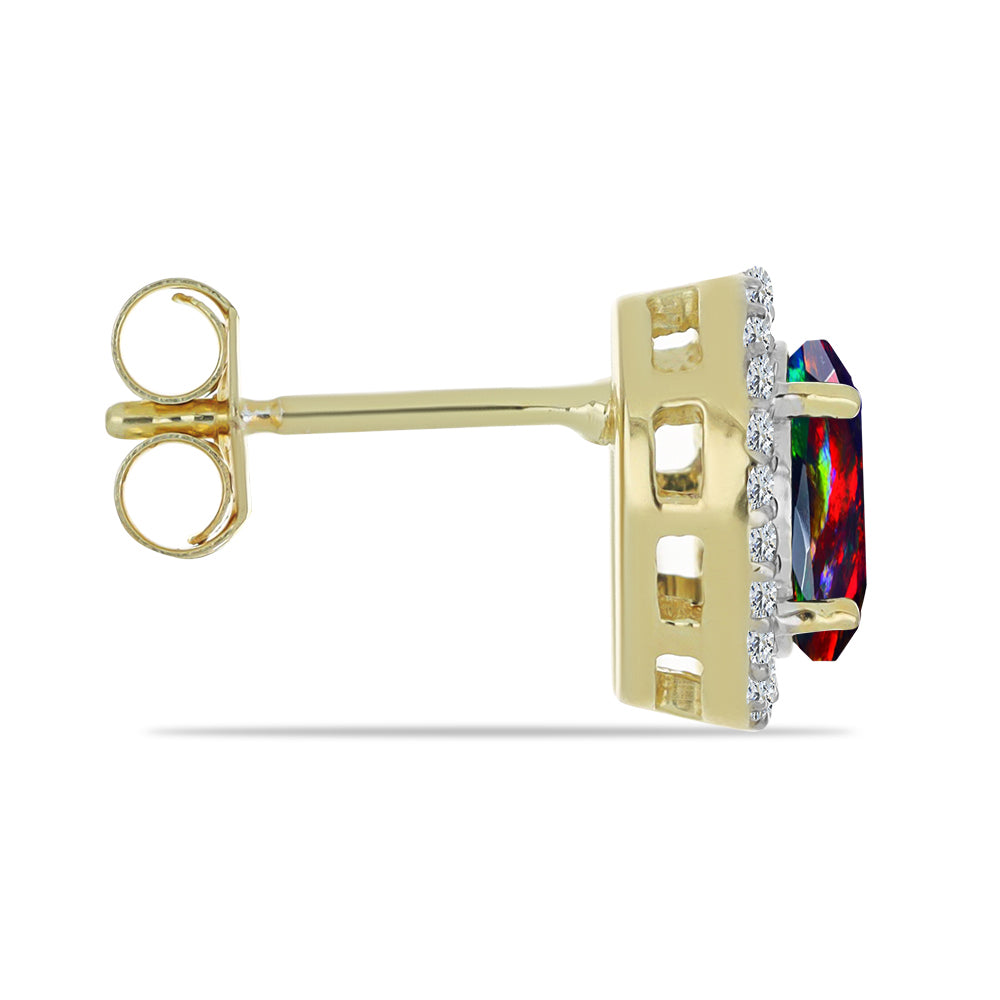 Pozlacené Stříbrné Náušnice s Půlnočně Černým Etiopským Opálem z Lega Dembi a Bílým Topazem