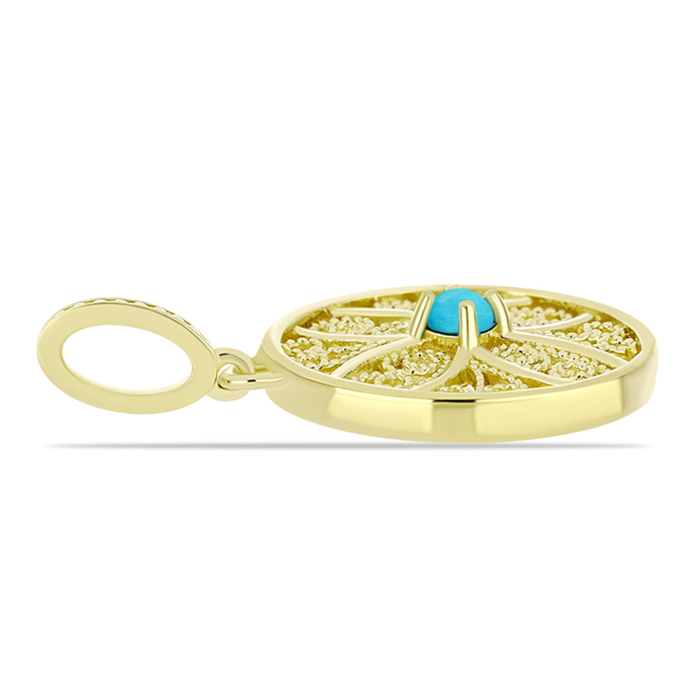 Pozlacené Stříbro 925/1000 - Přívěsek s Tyrkysem Sleeping Beauty - Karátové číslo: 0.11. přibližná hmotnost: 2.85 gramů