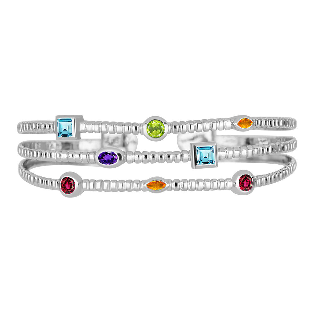 Stříbrný Náramek s Marockým Ametystem a se Zlatým Citrínem z Rio Grande do Sul