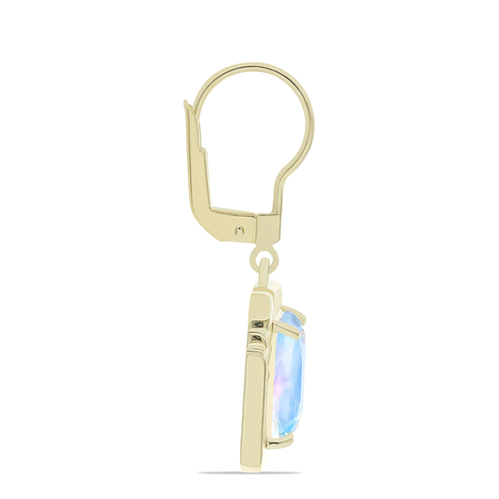 Pozlacené Stříbrné Náušnice s Duhovým Měsíčním Kamenem