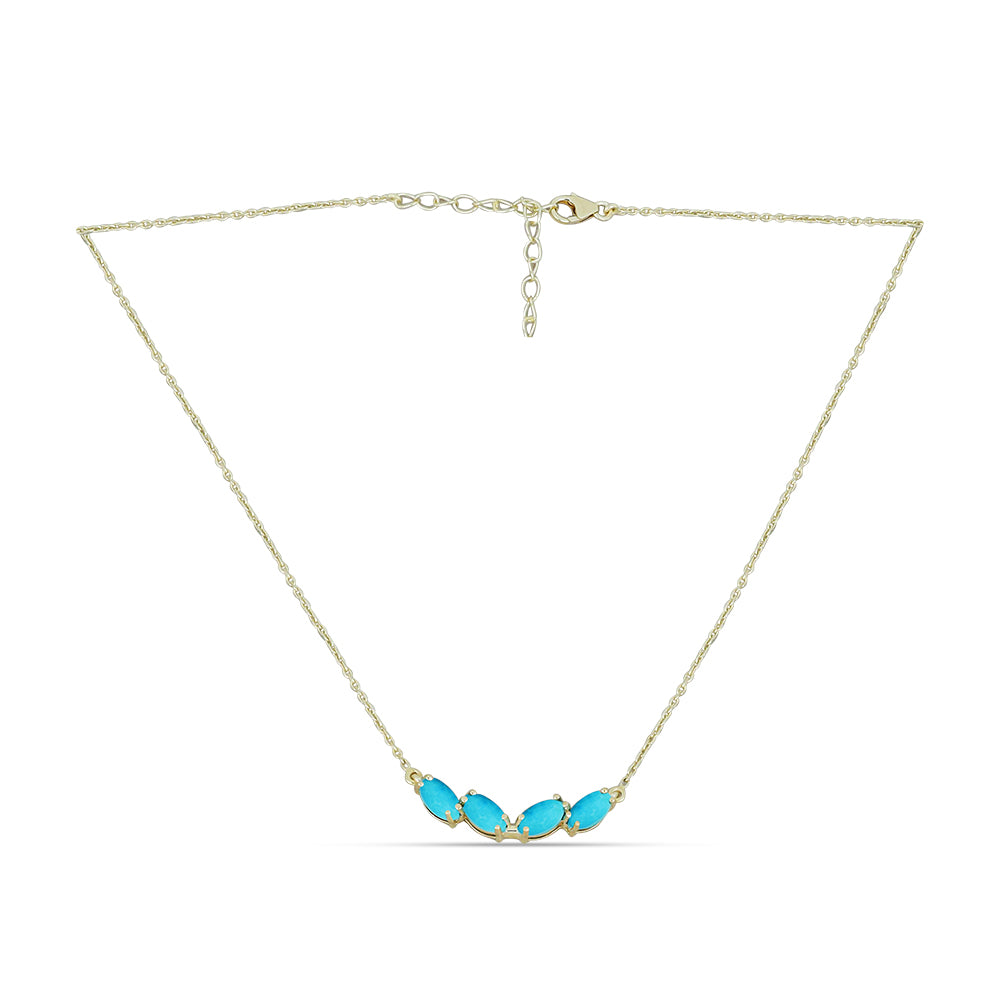 Pozlacený Stříbrný Náhrdelník s Tyrkysem Sleeping Beauty