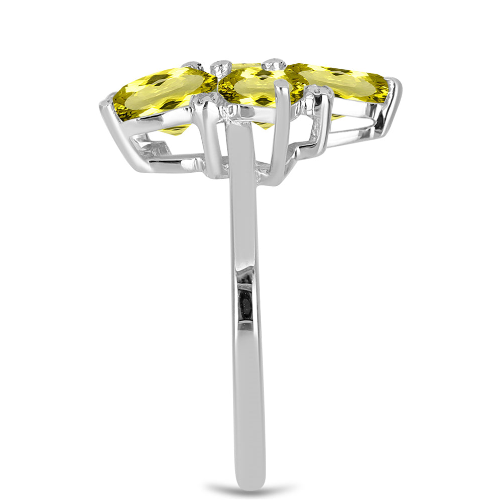 Stříbrný Prsten s Citronovým Topazem a Bílým Topazem