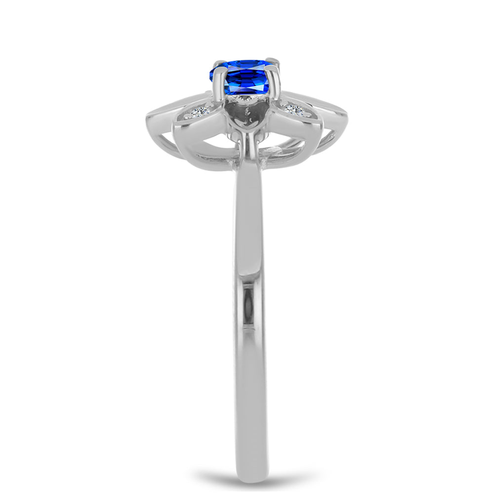 Stříbro 925/1000 - Prsten s Australským Modrým Safírem a Bílým Topazem - Karátové číslo: 0.46. přibližná hmotnost: 2.9 gramů