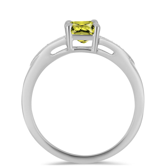 Stříbro 925/1000 - Prsten s Citronovým Topazem a Bílým Topazem - Karátové číslo: 1.07. přibližná hmotnost: 2.85 gramů