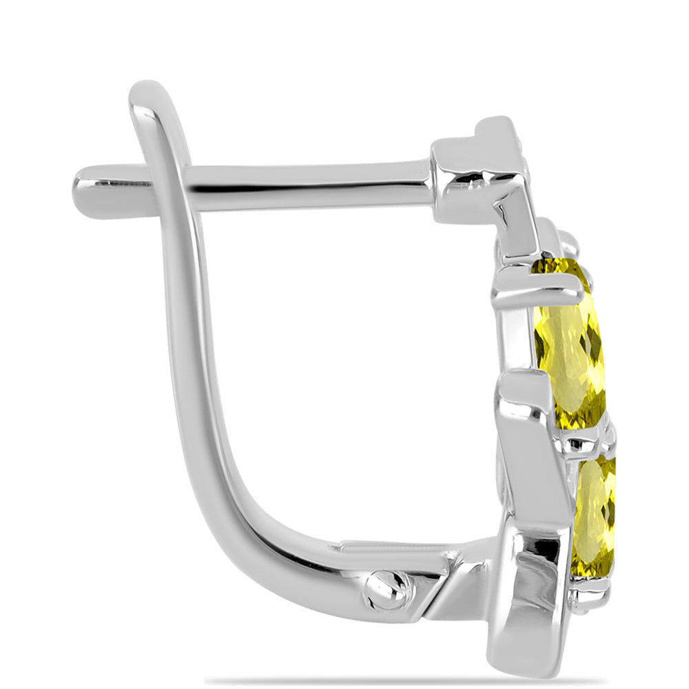 Stříbro 925/1000 - Náušnice s Citronovým Topazem a Bílým Topazem - Karátové číslo: 1.61. přibližná hmotnost: 4.43 gramů
