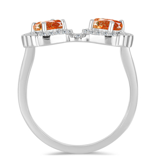 Stříbro 925/1000 Prsten s Oregonským Slunečním Kamenem a Bílým Topazem - Karátové číslo: 1.14. přibližná hmotnost: 3.03 gramů