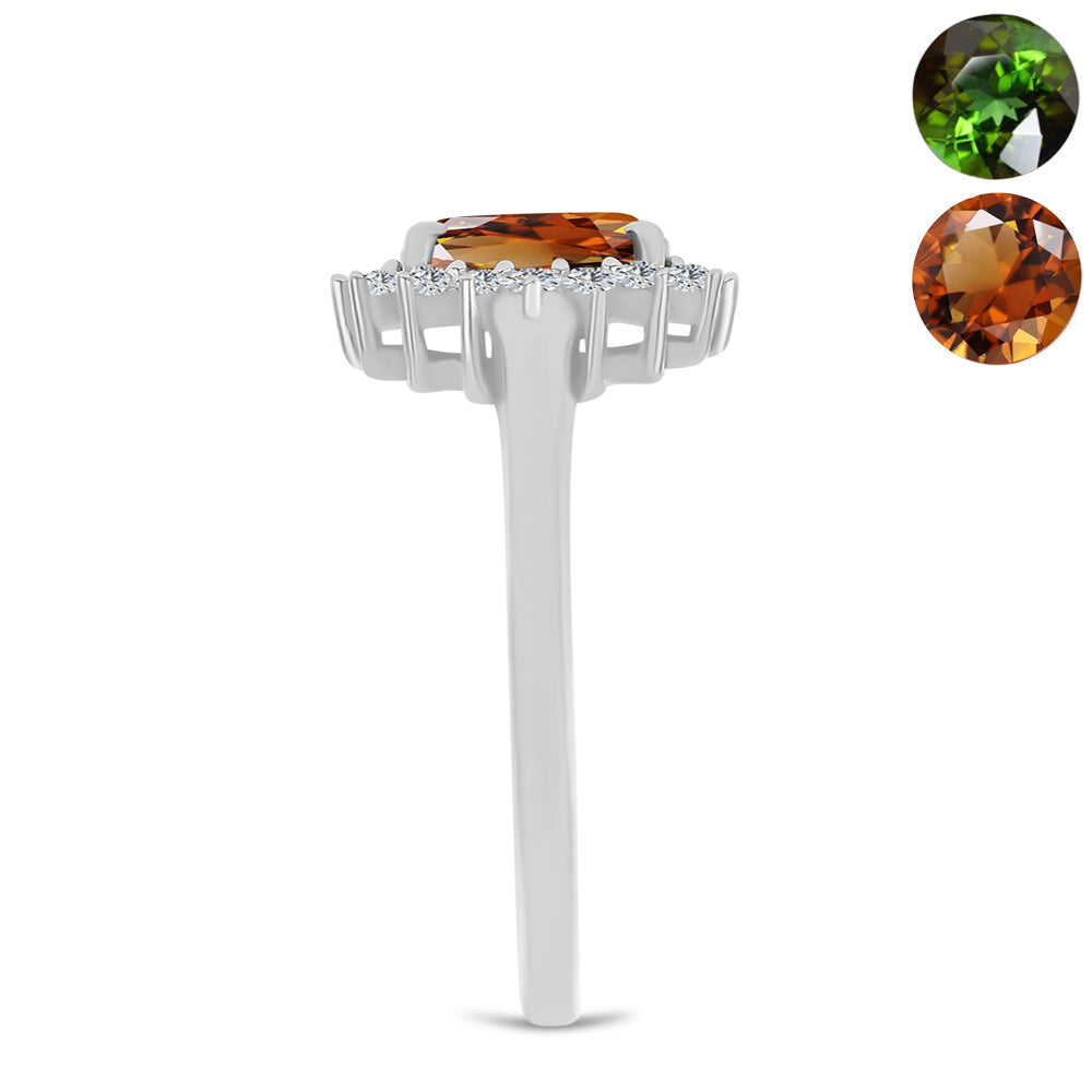 Stříbro 925/1000 Prsten s Certifikovaný Anatolským zultanitem pěstovaný v laboratoři a Bílým Topazem - Karátové číslo: 1.78. přibližná hmotnost: 2.65 gramů