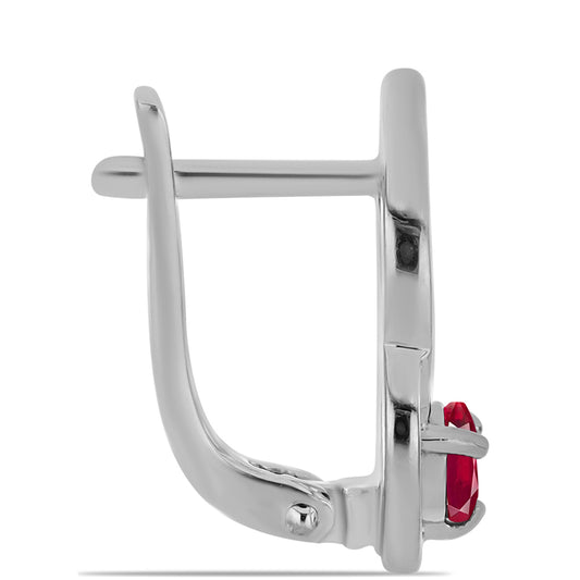 Stříbro 925/1000 - Náušnice s Madagaskarským Rubínem - Karátové číslo: 0.9. přibližná hmotnost: 3.24 gramů