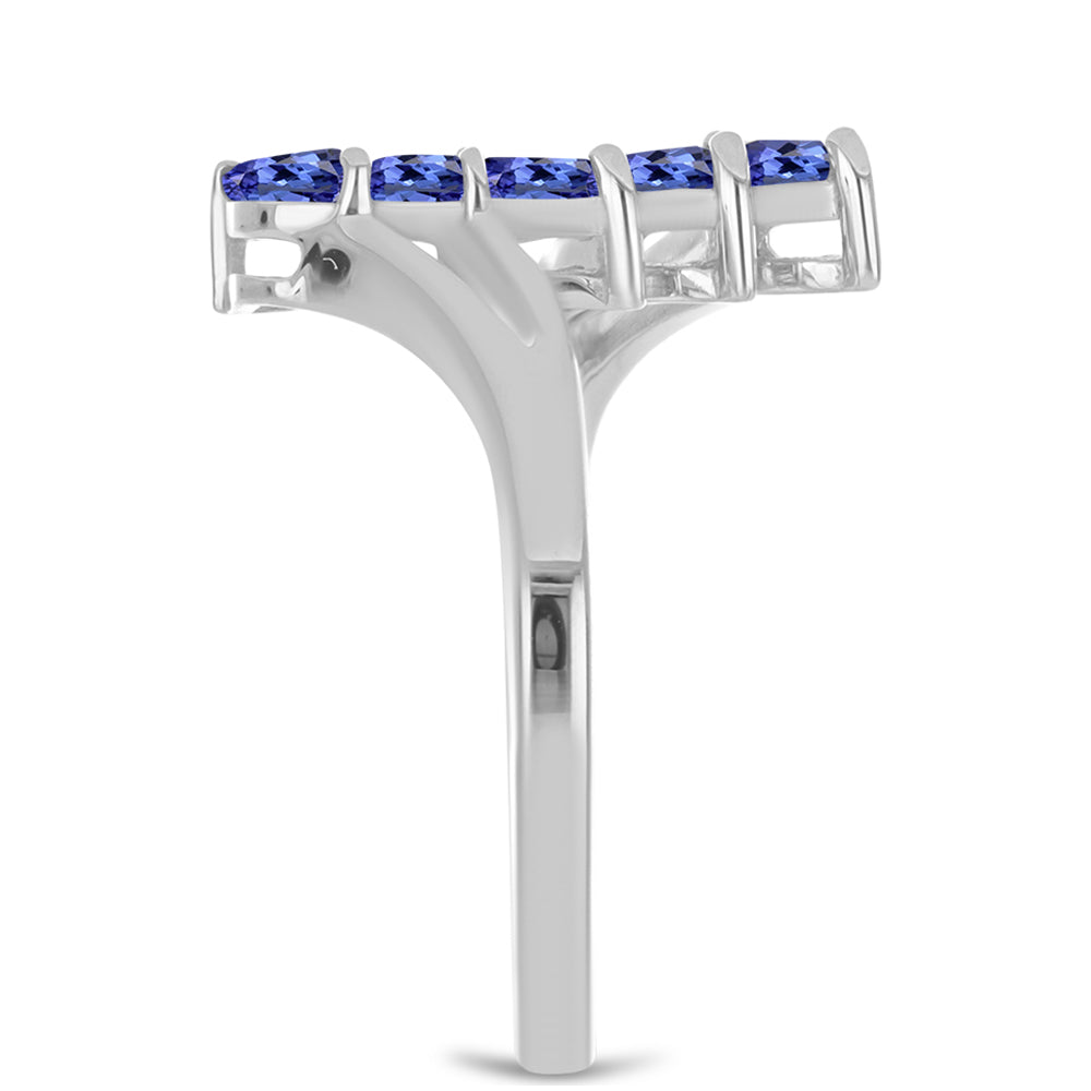 Stříbro 925/1000 Prsten s Tanzanitem - Karátové číslo: 0.73. přibližná hmotnost: 2.82 gramů