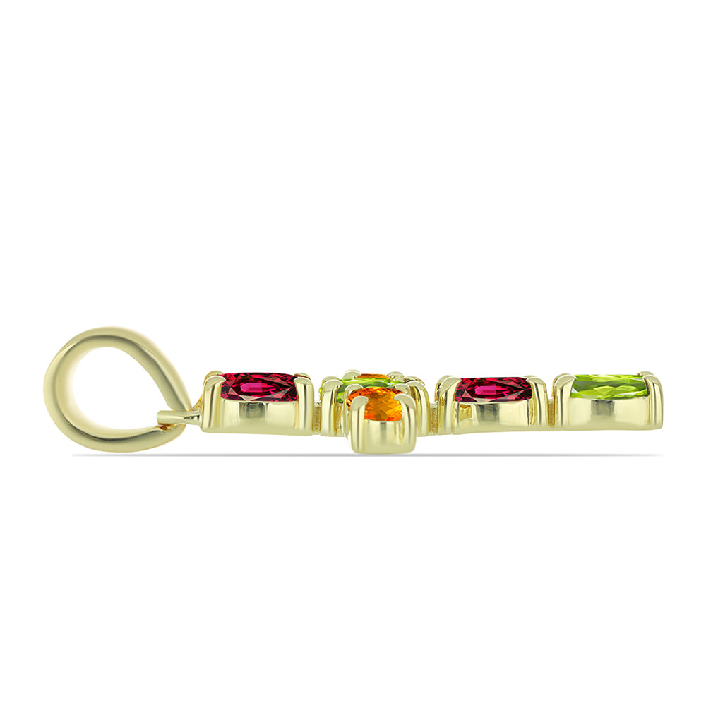 Pozlacené Stříbro 925/1000 - Přívěsek s Chakra Turmalínem - Karátové číslo: 1.32. přibližná hmotnost: 1.62 gramů