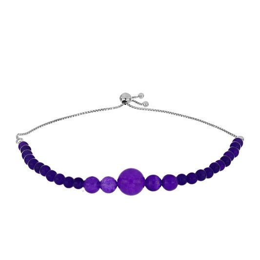 Stříbro 925/1000 Náramek s Purpurovým Jadeitem - Karátové číslo: 26.95. přibližná hmotnost: 7.16 gramů