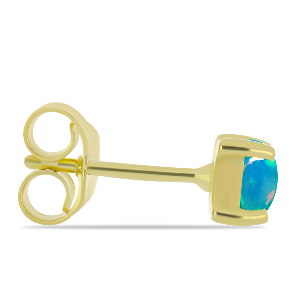 Pozlacené Stříbrné Náušnice s etiopským Paraiba modrým opálem