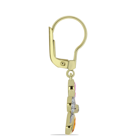 Pozlacené Stříbrné Náušnice s Roseberským Duhovým Safírem a Bílým Topazem