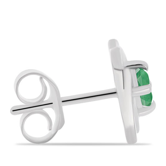 Stříbro 925/1000 - Náušnice s Brazilským Smaragdem - Karátové číslo: 0.5. přibližná hmotnost: 1.99 gramů