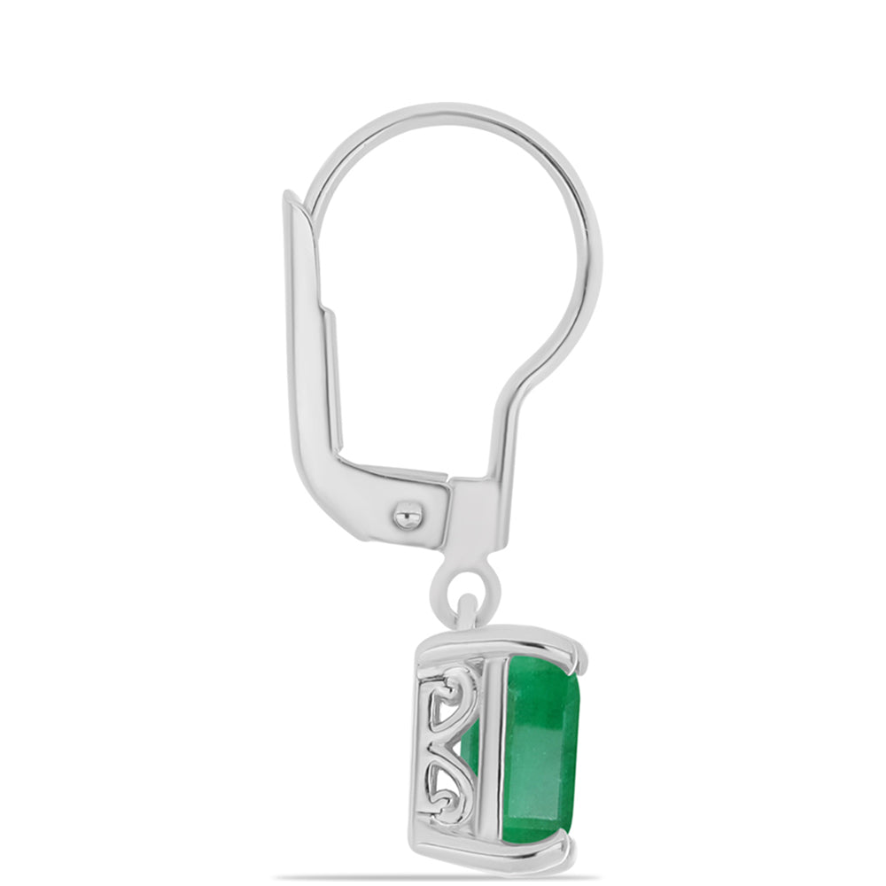 Stříbro 925/1000 Náušnice s Brazilským Smaragdem - Karátové číslo: 1.95. přibližná hmotnost: 2.37 gramů