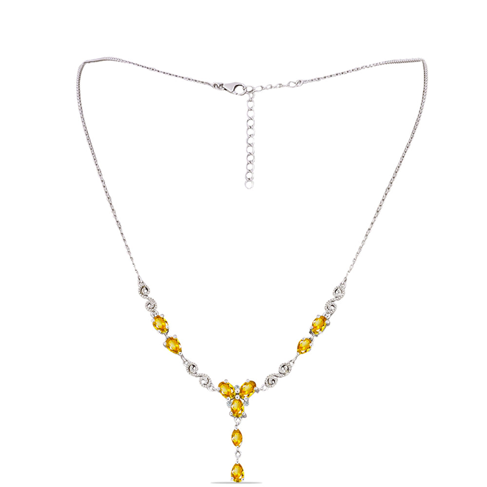 Stříbrný Náhrdelník s Uralským Citrínem a Bílým Topazem