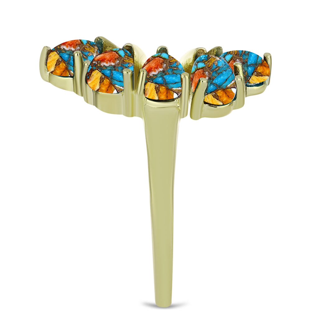 Pozlacený Stříbrný Prsten s Ústřicovým Tyrkysem