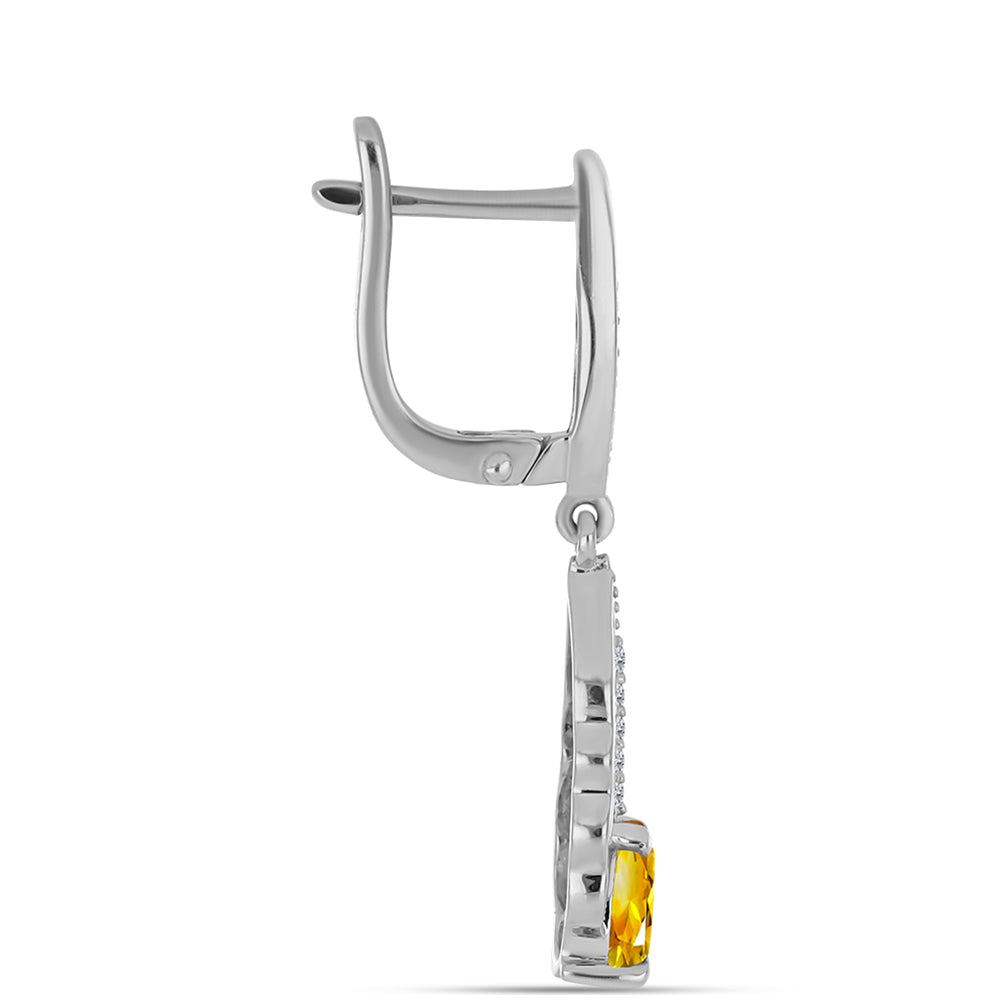 Stříbrné Náušnice s Uralským Citrínem a Bílým Topazem