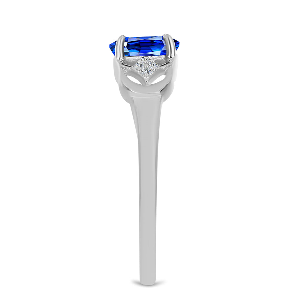 Stříbrný Prsten s Australským Modrým Safírem a Bílým Topazem