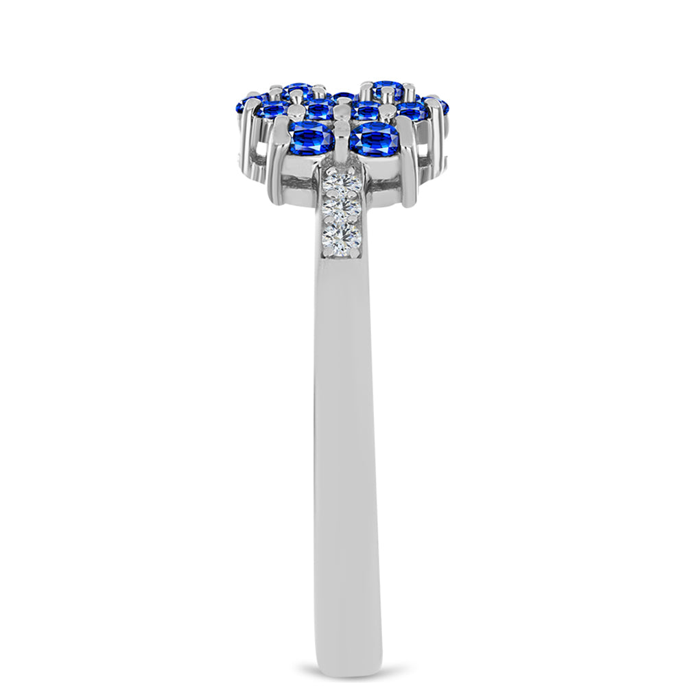 Stříbro 925/1000 Prsten s Australským Modrým Safírem a Bílým Topazem - Karátové číslo: 0.47. přibližná hmotnost: 2.86 gramů